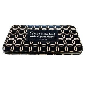 PROVERBS Scripture HardSided Clutch Wallet Toggle Lock ID Card Holder Zip Pouch